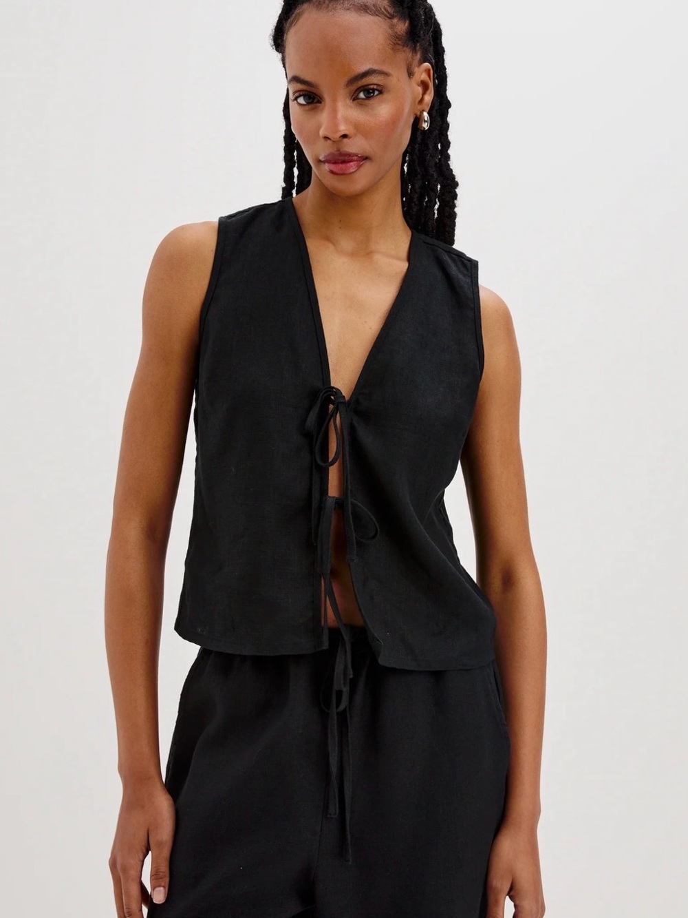 Rails Sleeveless Tied Front Black Vest Top